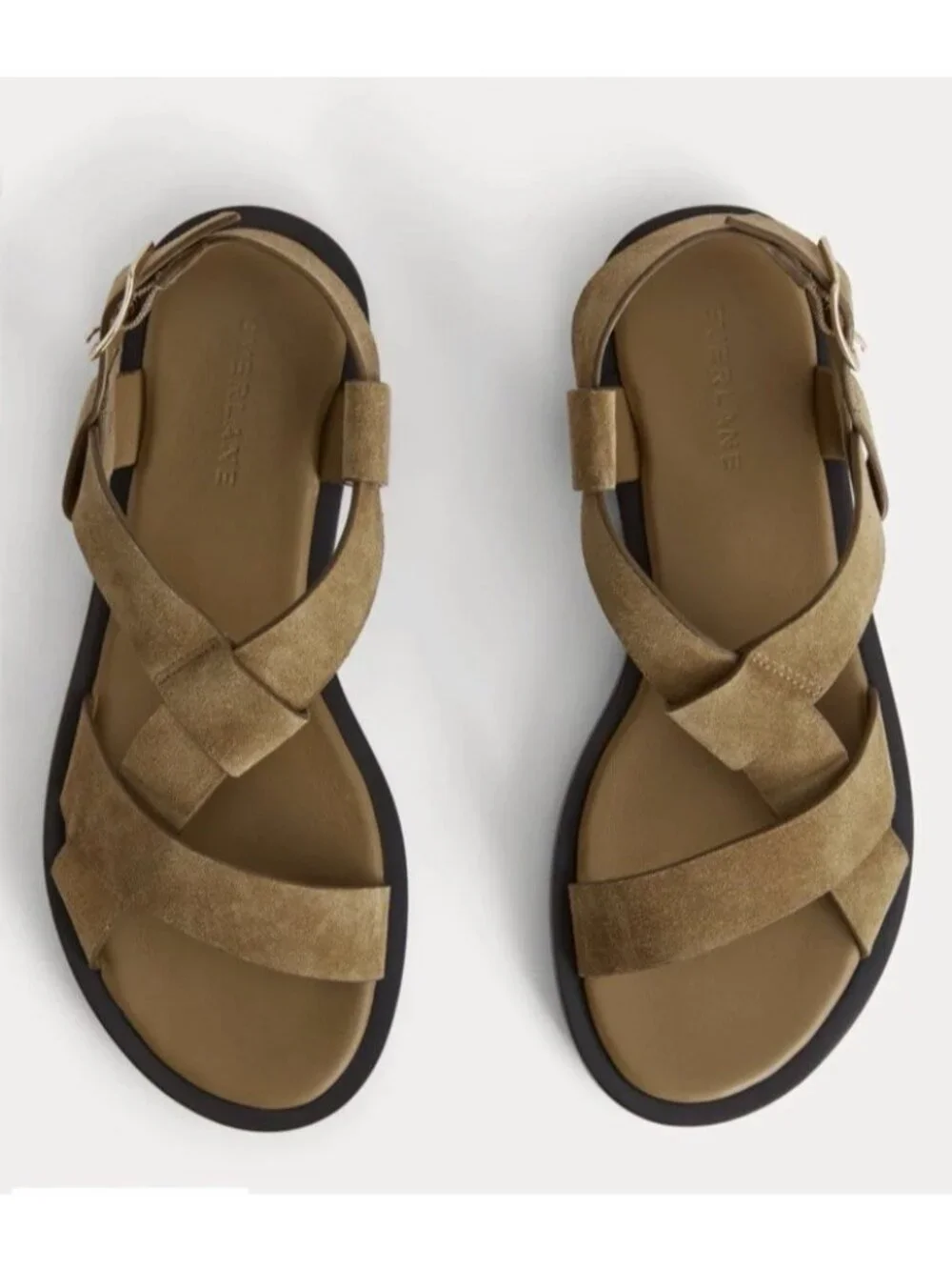 Everlane The City Strap Buckle Sandal Tan Suede Size 8.5M - Picture 4 of 11